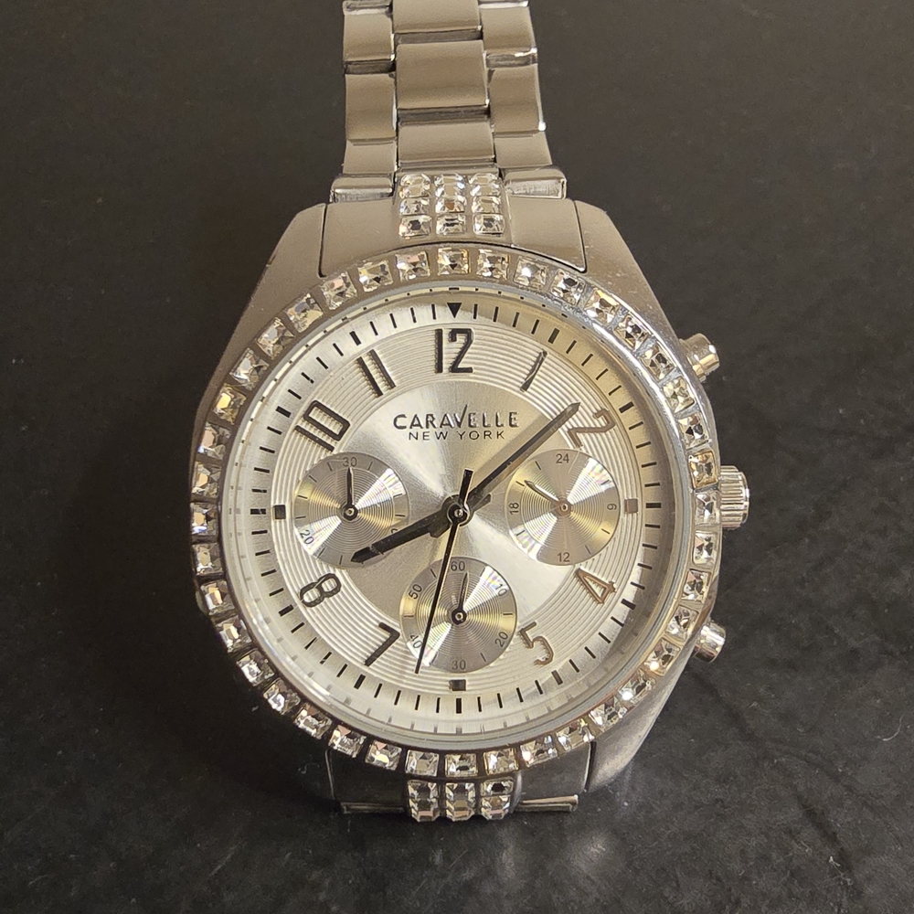 Caravelle By Bulova New York Silver Women's Chronograph Watch